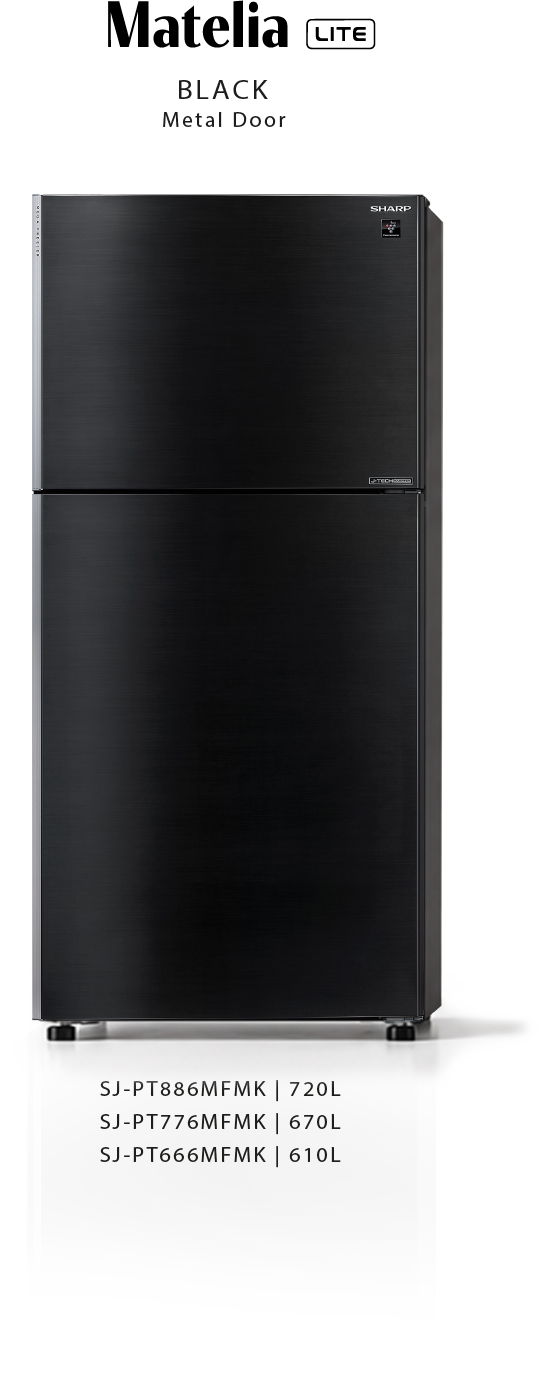 Sharp Matelia Lite Black metal-door refrigerator