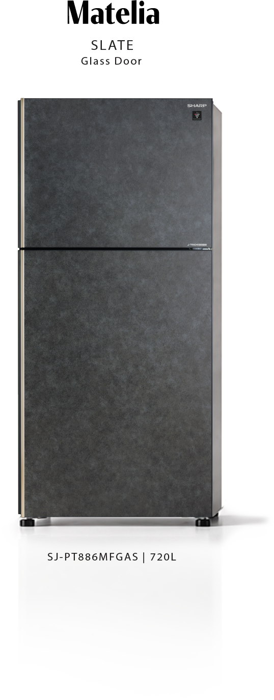 Sharp Matelia Slate glass-door refrigerator, model SJ-PT886MFGAS