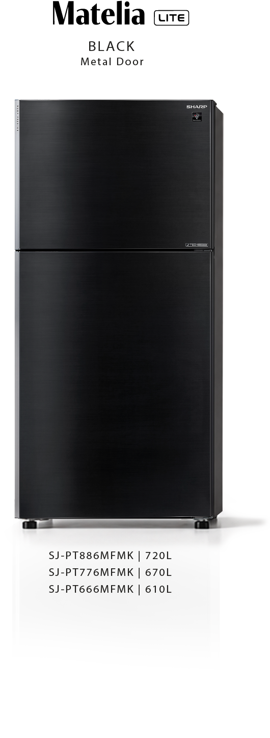 Sharp Matelia Lite Black metal-door refrigerator