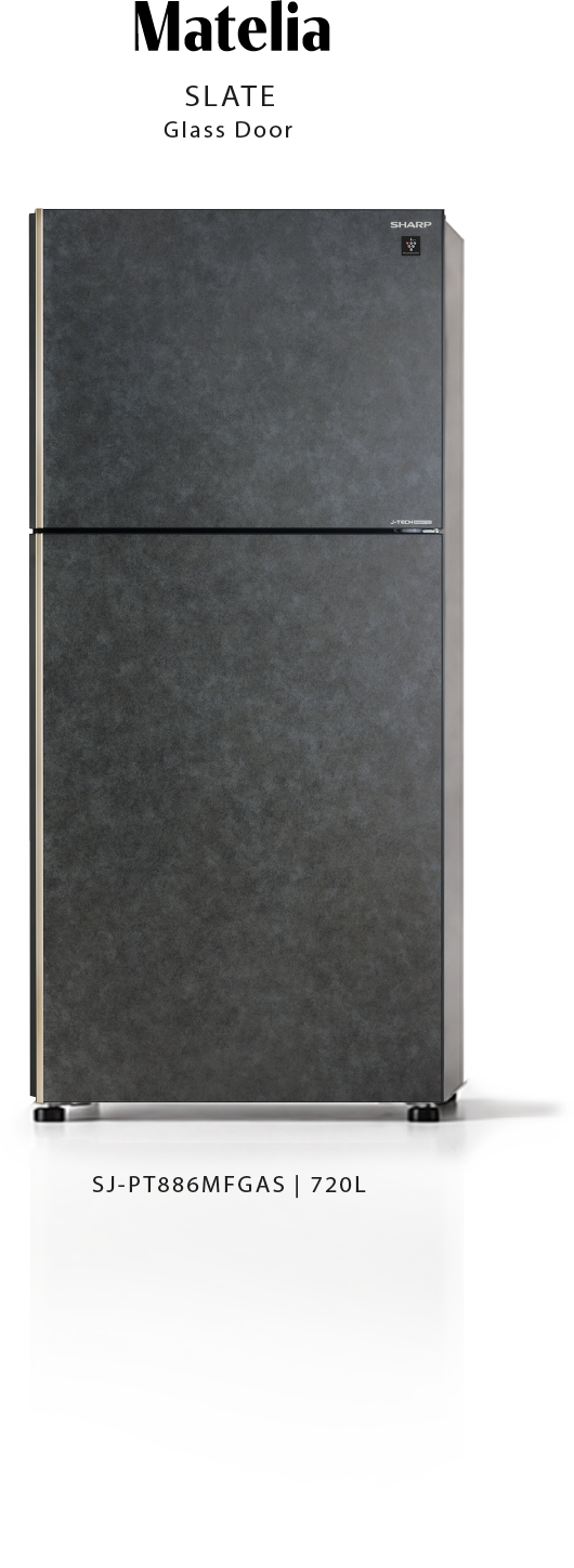 Sharp Matelia Slate glass-door refrigerator, model SJ-PT886MFGAS