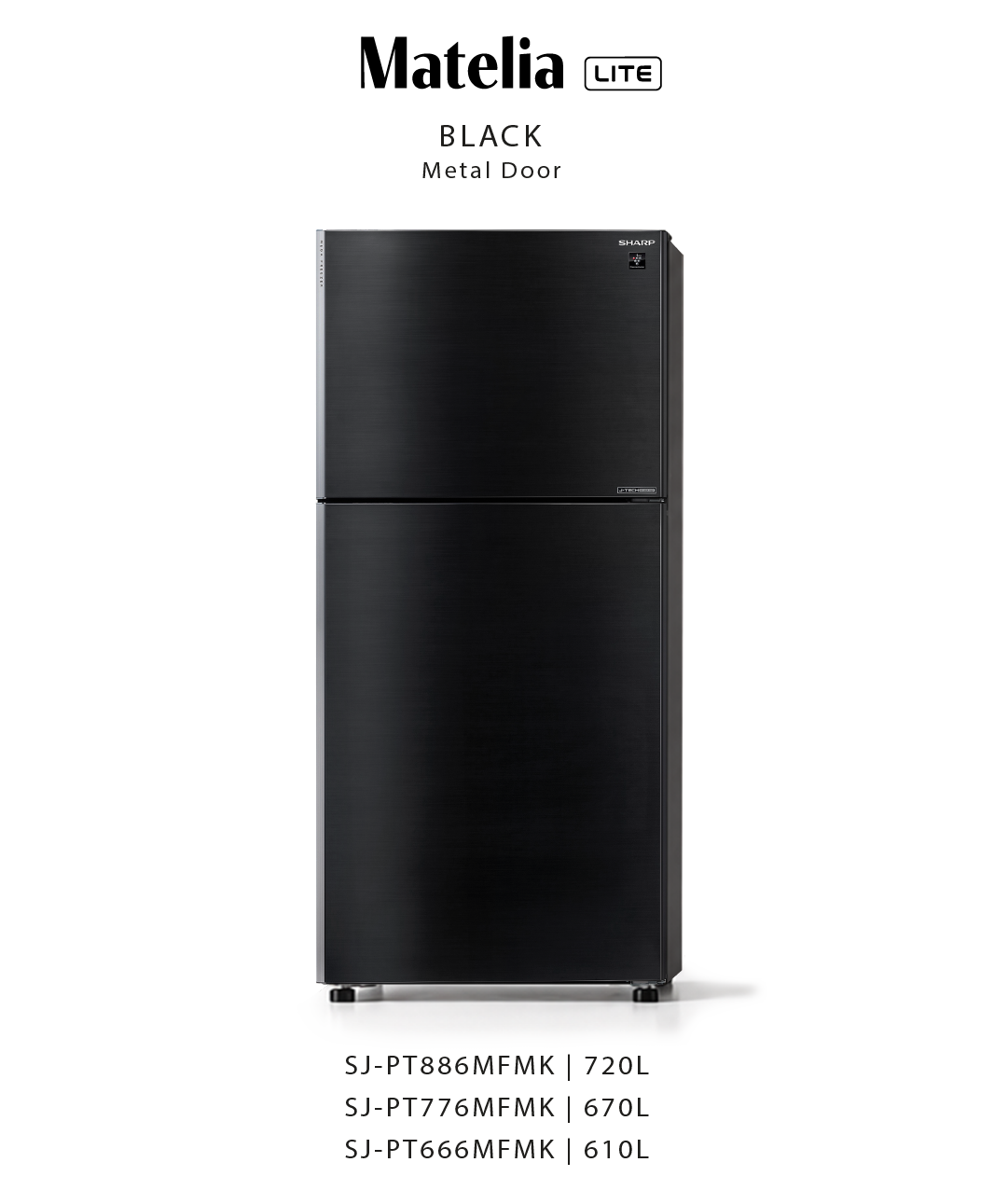 Sharp Matelia Lite Black metal-door refrigerator