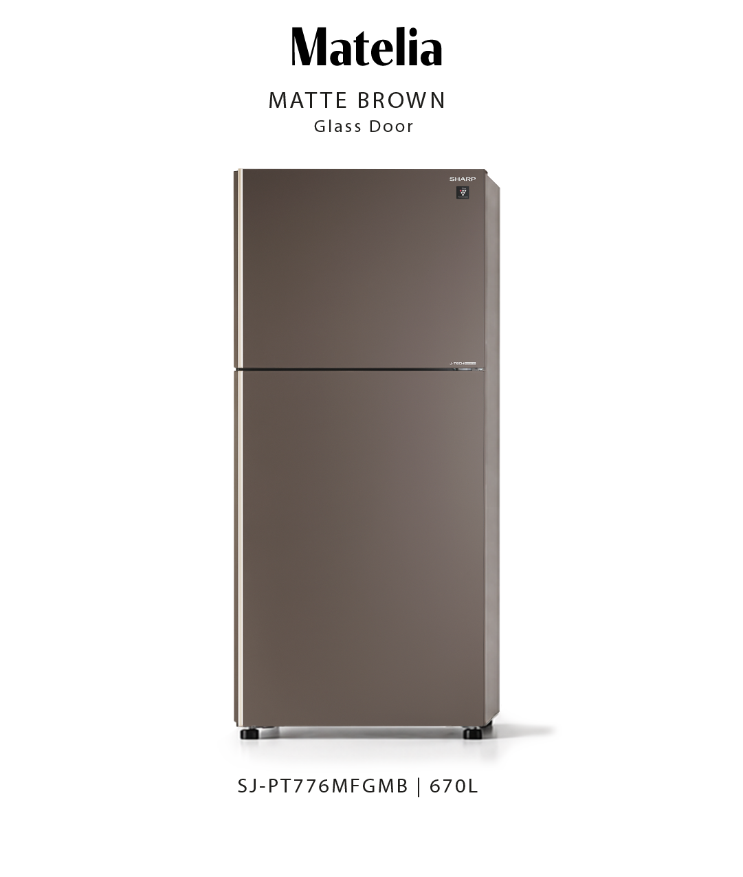 Sharp Matelia Matte Brown glass-door refrigerator, model SJ-PT776MFGMB