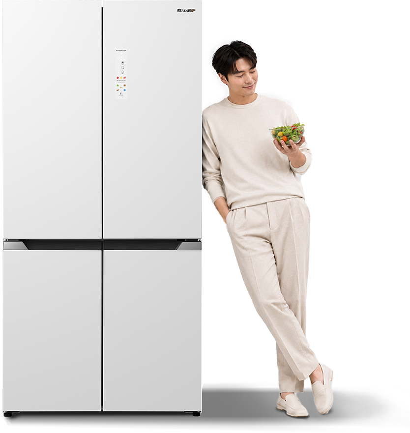 Sharp NeoFit four-door refrigerator with model
